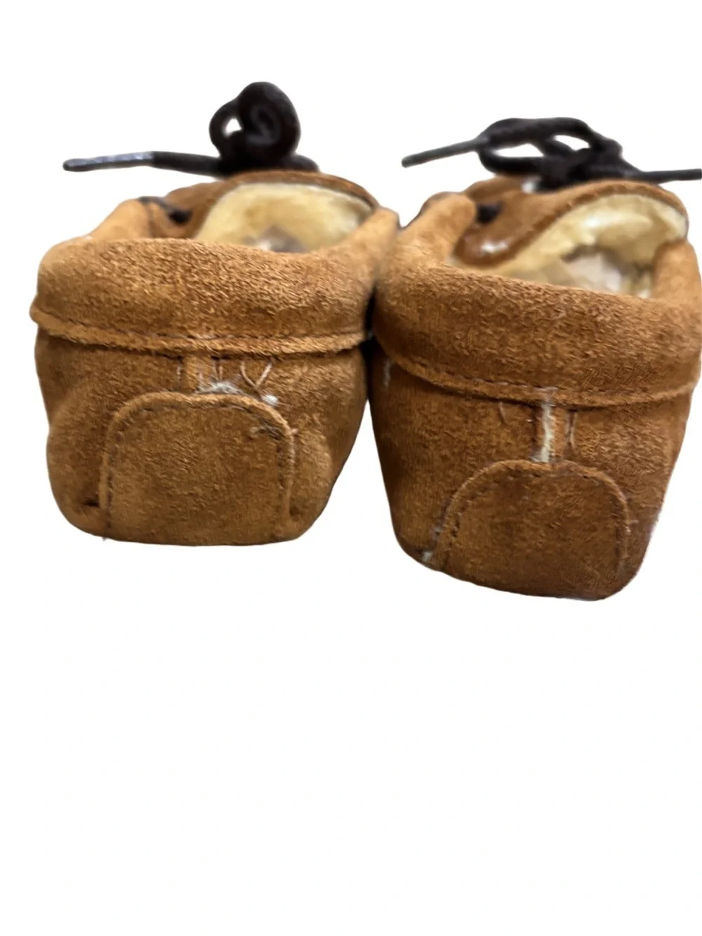 Vintage 80s Suede Minnetonka Moccasin Slippers-Brown-Estimated Kids Size 11